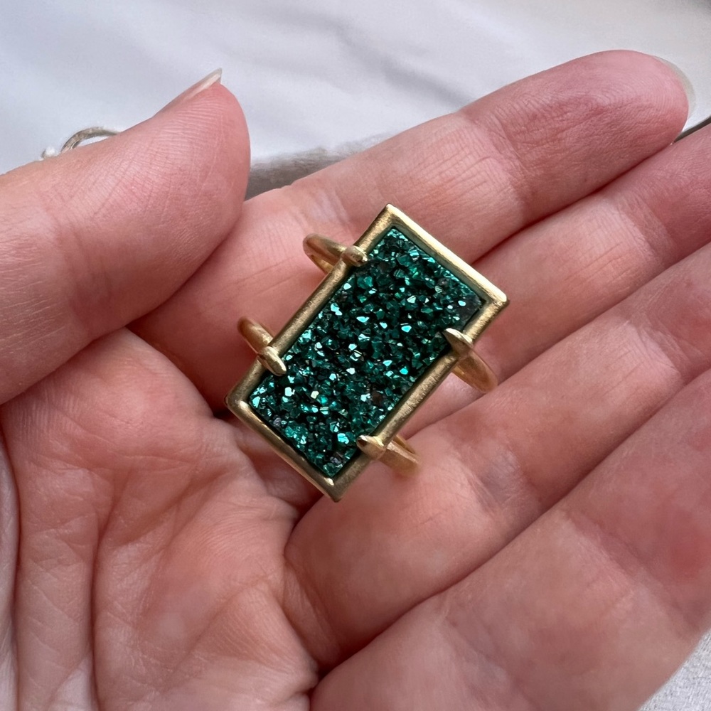 Kendra Scott Lennox Ring Gold with Teal Drusy M/L